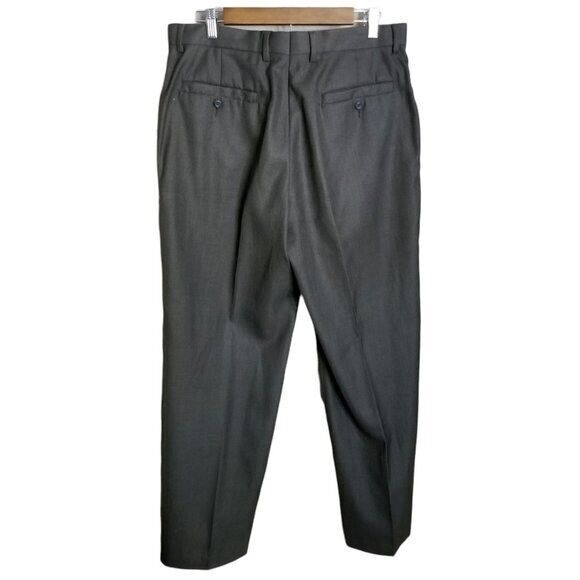 Perry Ellis Mens Size 34x32 Gray Brown Solid Dress Pants - Picture 8 of 8